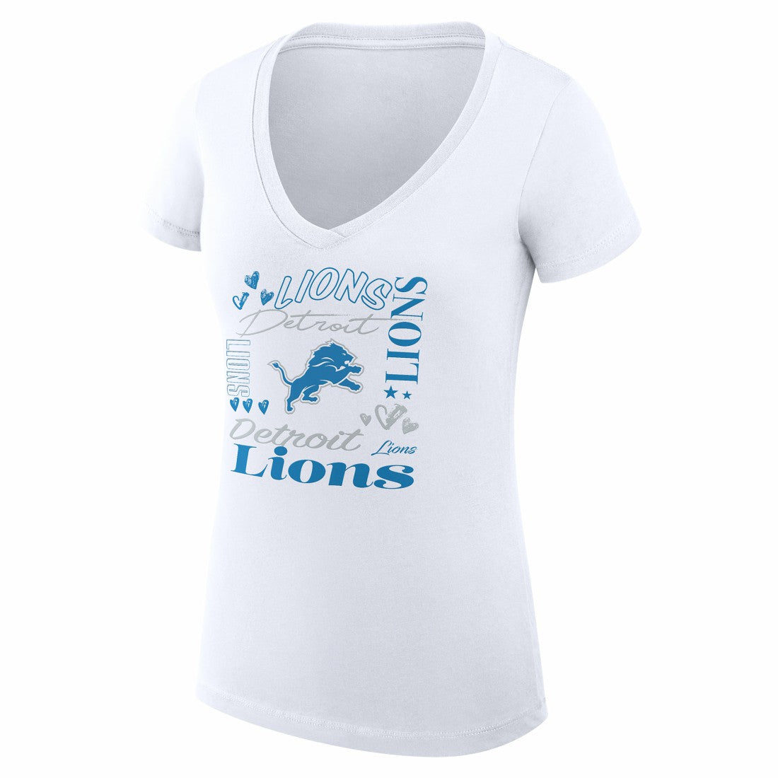 Detroit Lions G-III 4Her by Carl Banks Women's Super-Slim Fit Lightweight Collage Team V-Neck T-Shirt White - NFL