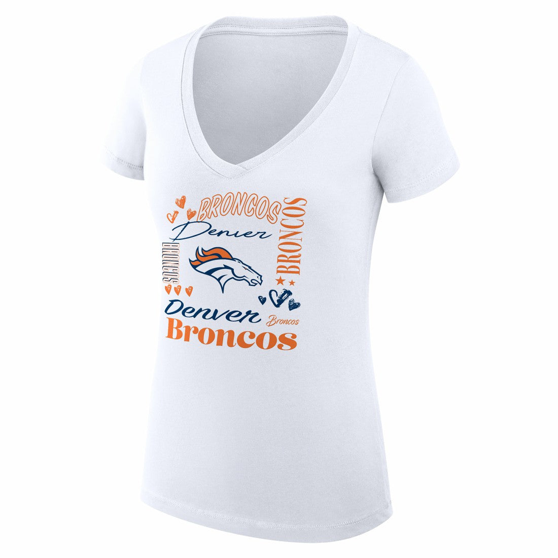 Denver Broncos G-III 4Her by Carl Banks Women's Super-Slim Fit Lightweight Collage Team V-Neck T-Shirt White - NFL
