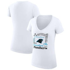 Carolina Panthers G-III 4Her by Carl Banks Women's Super-Slim Fit Lightweight Collage Team V-Neck T-Shirt White - NFL