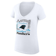 Carolina Panthers G-III 4Her by Carl Banks Women's Super-Slim Fit Lightweight Collage Team V-Neck T-Shirt White - NFL