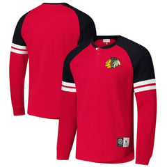 Chicago Blackhawks Mitchell & Ness Thermal Henley Long Sleeve T-Shirt Red