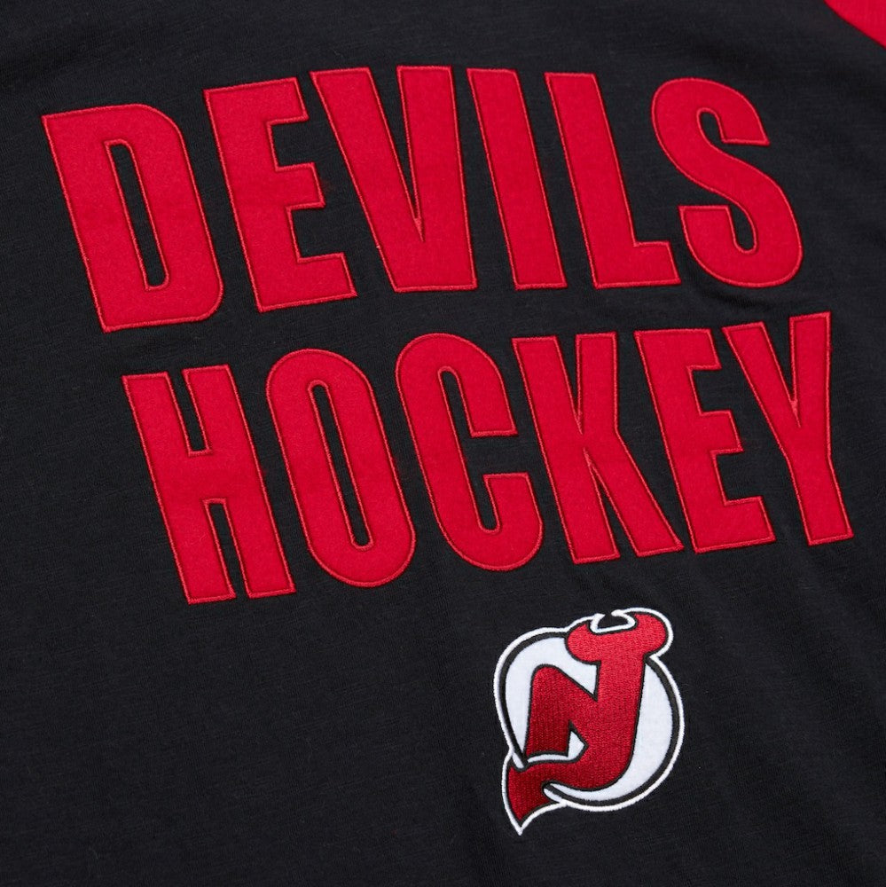 New Jersey Devils - Mitchell & Ness Legendary Slub Raglan Long Sleeve T-Shirt Black/Red