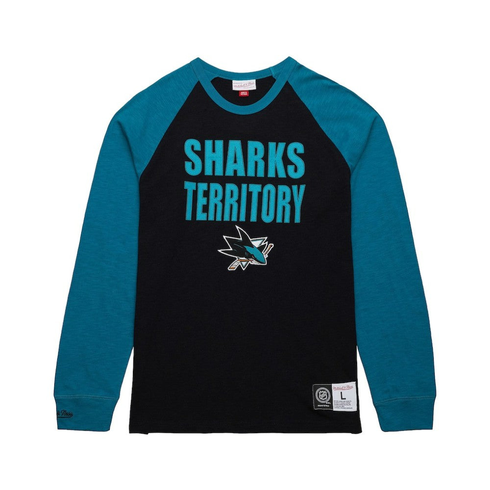 San Jose Sharks - Mitchell & Ness Legendary Slub Raglan Long Sleeve T-Shirt Black/Teal