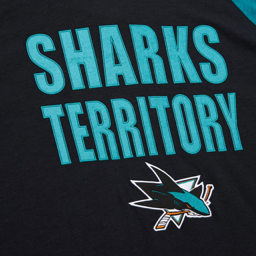 San Jose Sharks - Mitchell & Ness Legendary Slub Raglan Long Sleeve T-Shirt Black/Teal