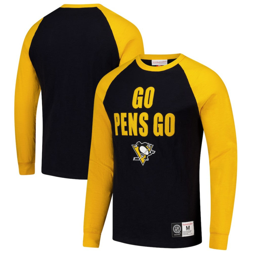 Pittsburgh Penguins Mitchell & Ness Legendary Slub Raglan Long Sleeve T-Shirt Black/Gold