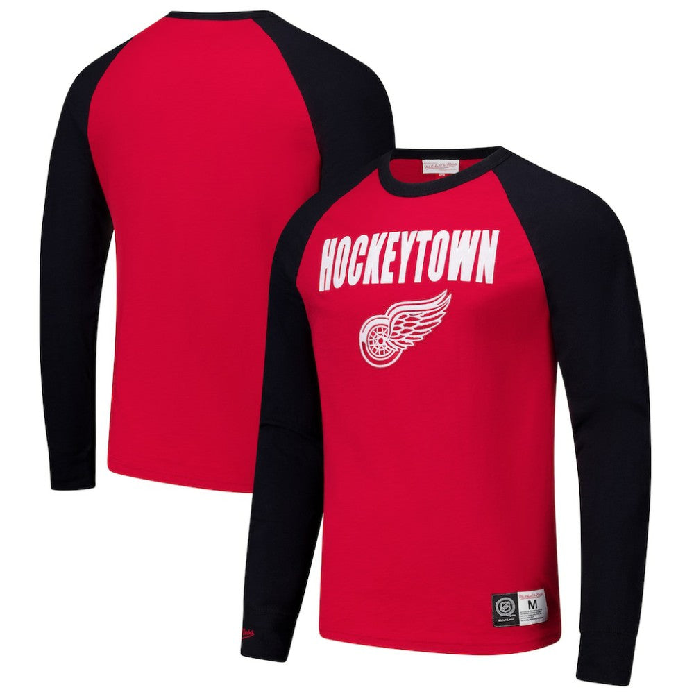Detroit Red Wings - Mitchell & Ness Legendary Slub Raglan Long Sleeve T-Shirt Red/Black