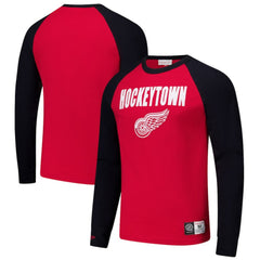 Detroit Red Wings - Mitchell & Ness Legendary Slub Raglan Long Sleeve T-Shirt Red/Black
