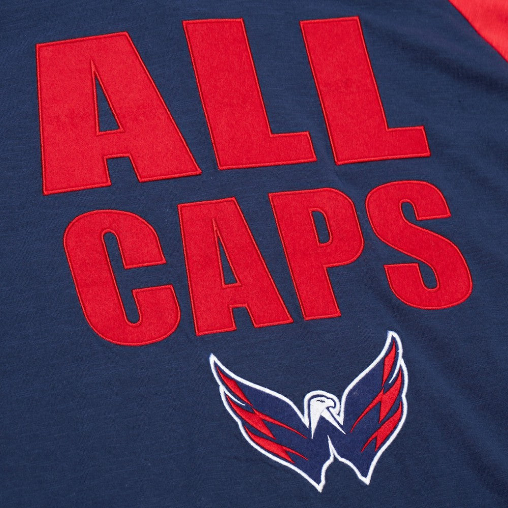 Washington Capitals Mitchell & Ness Legendary Slub Raglan Long Sleeve T-Shirt Navy/Red
