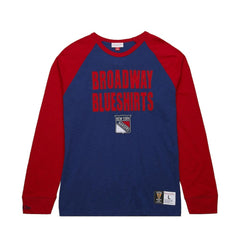 New York Rangers Mitchell & Ness Legendary Slub Raglan Long Sleeve T-Shirt Blue/Red
