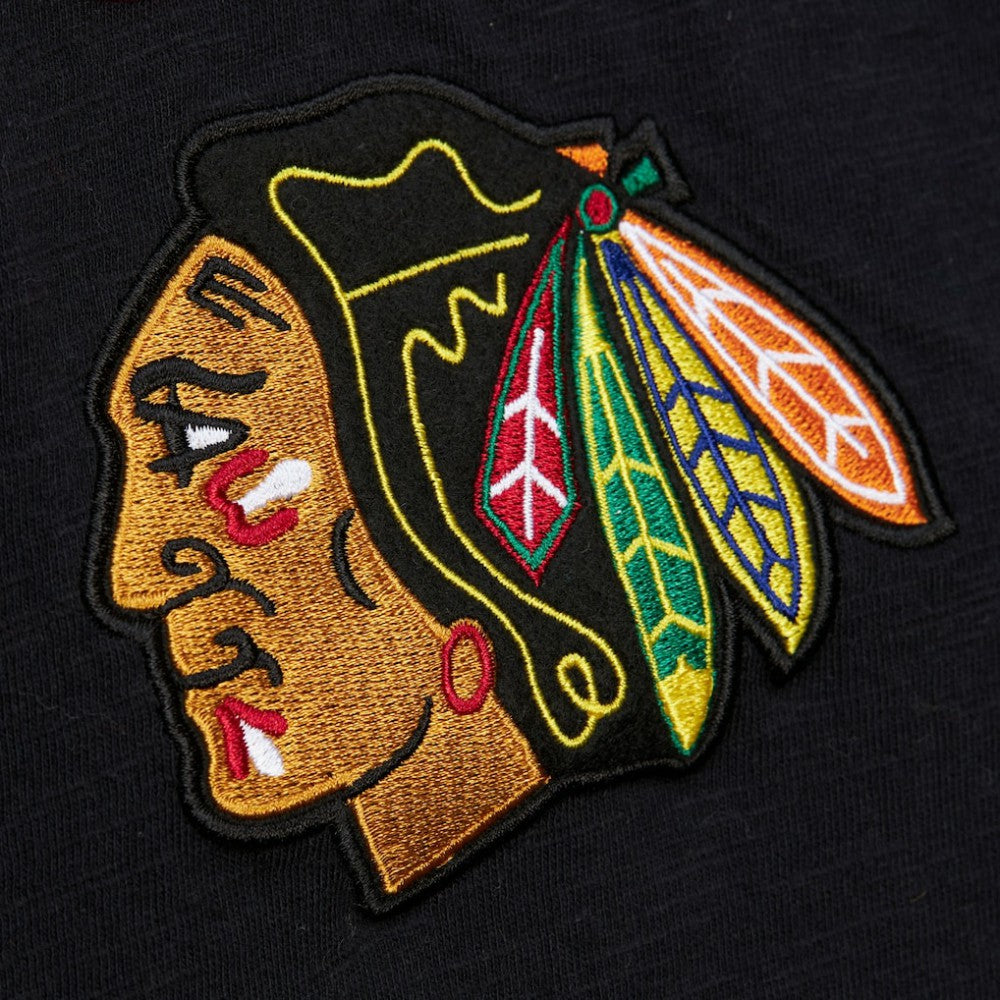 Chicago Blackhawks Mitchell & Ness Legendary Slub Raglan Long Sleeve T-Shirt Black/Red