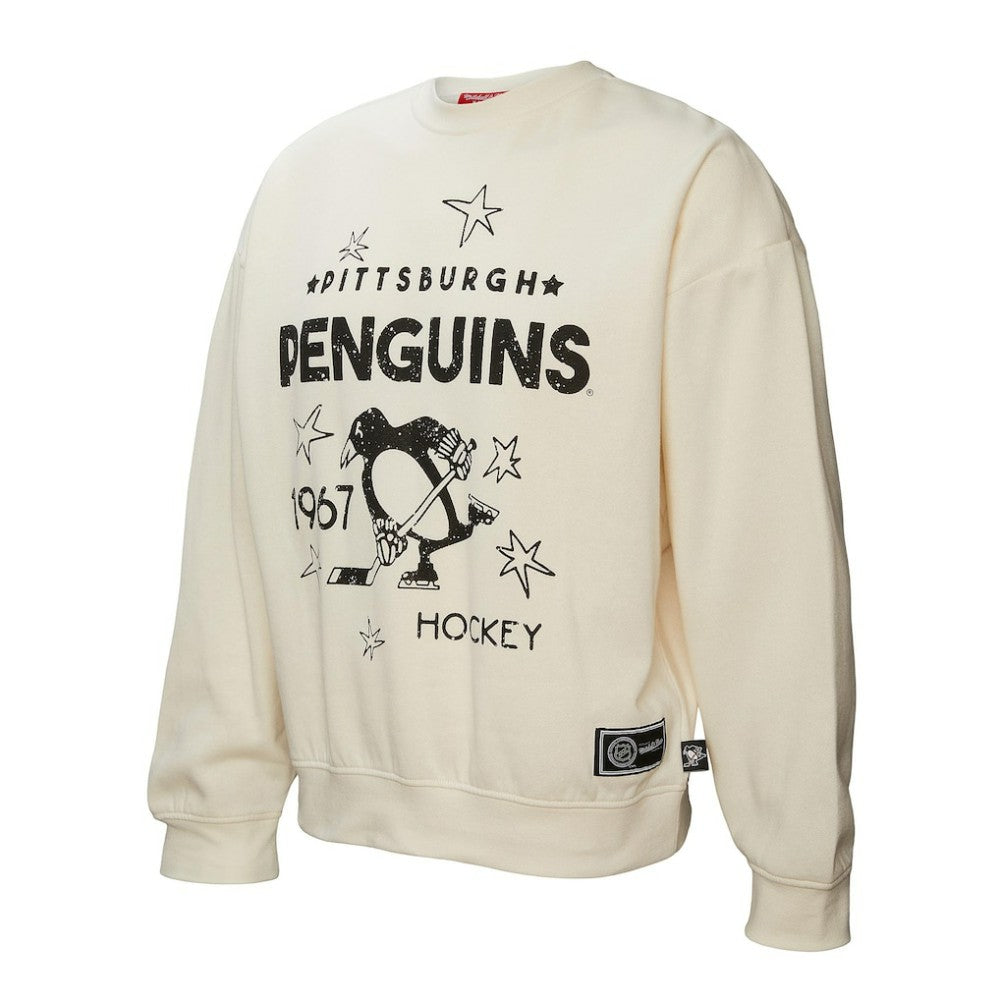 Pittsburgh Penguins Mitchell & Ness Women's Logo 3.0 Pullover Sweatshirt Cream