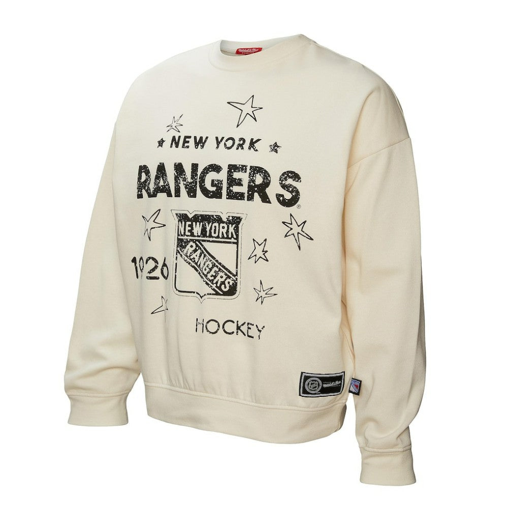 New York Rangers Mitchell & Ness Women's Logo 3.0 Pullover Sweatshirt Cream