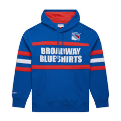 New York Rangers Mitchell & Ness Head Coach Slogan Pullover Hoodie Blue