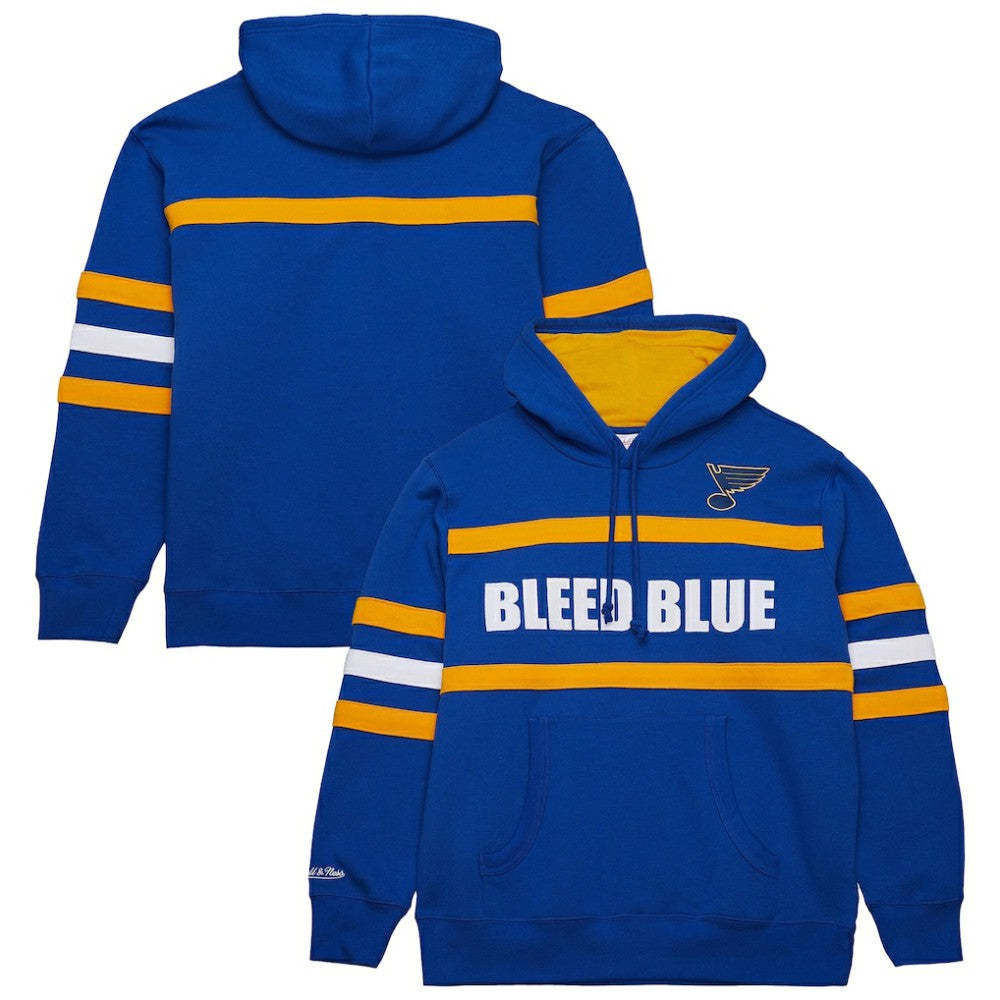 St. Louis Blues - Mitchell & Ness Head Coach Slogan Pullover Hoodie Blue