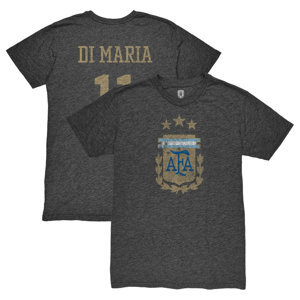 Angel Di Maria Argentina National Team 1863FC Retro Player Tri-Blend T-Shirts - Black