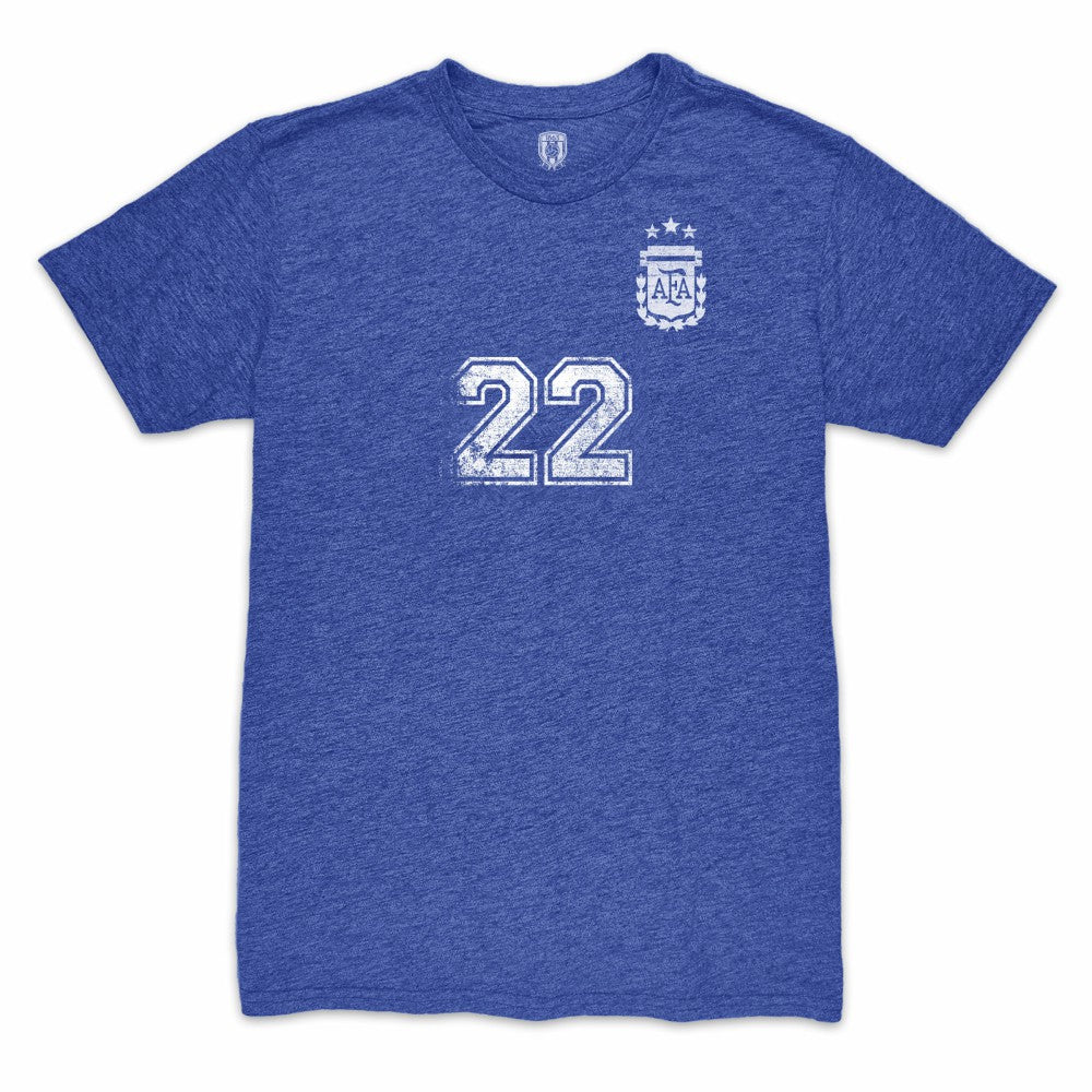 Lautaro Martinez Argentina National Team 1863FC Retro Player Tri-Blend T-Shirts - Blue