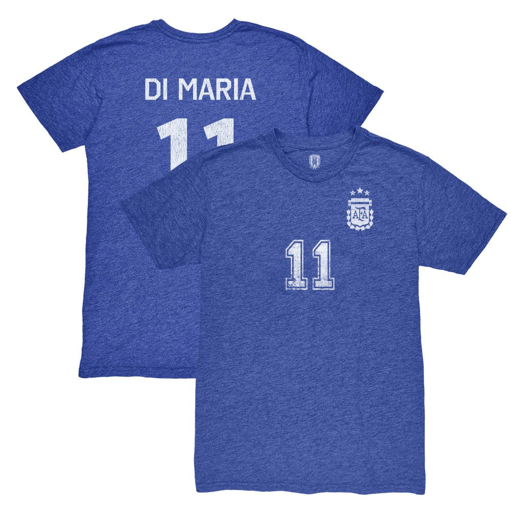 Angel Di Maria Argentina National Team 1863FC Retro Player Tri-Blend T-Shirts - Blue