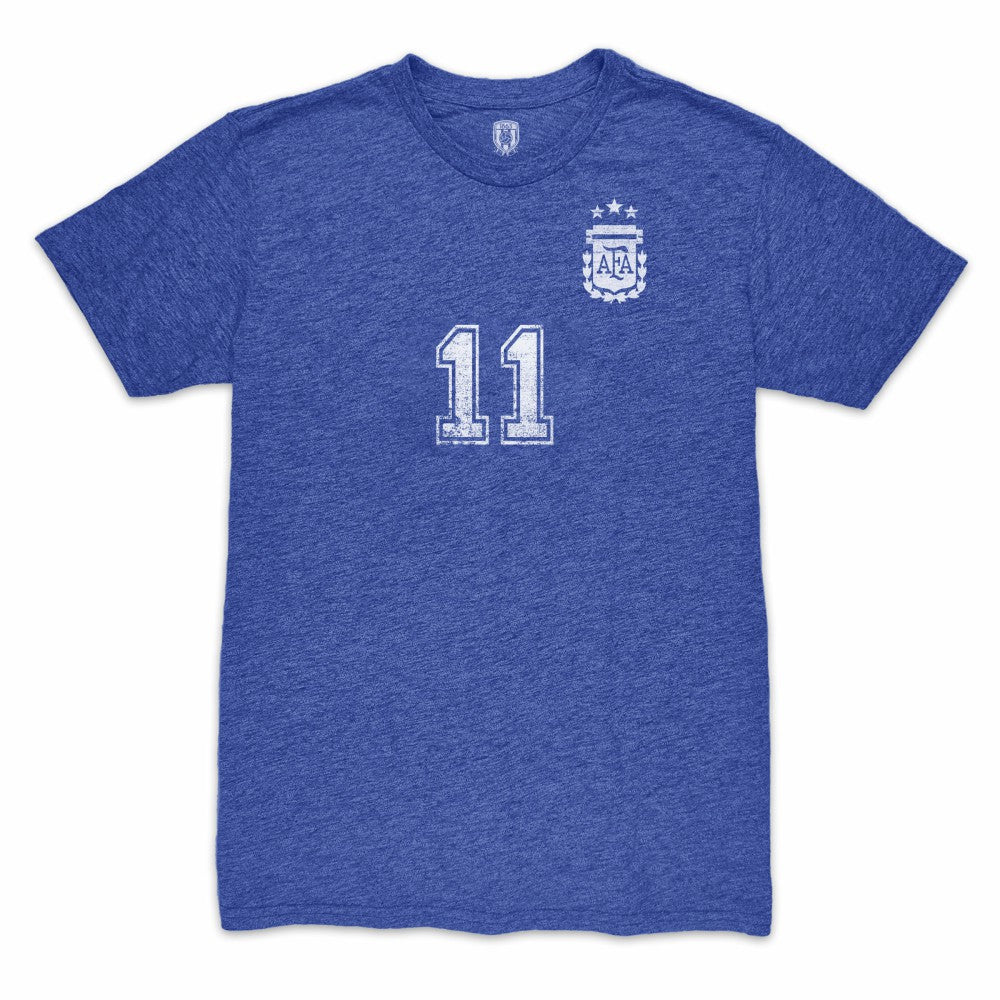 Angel Di Maria Argentina National Team 1863FC Retro Player Tri-Blend T-Shirts - Blue