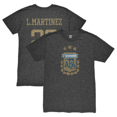 Lautaro Martinez Argentina National Team 1863FC Retro Player Tri-Blend T-Shirts - Black