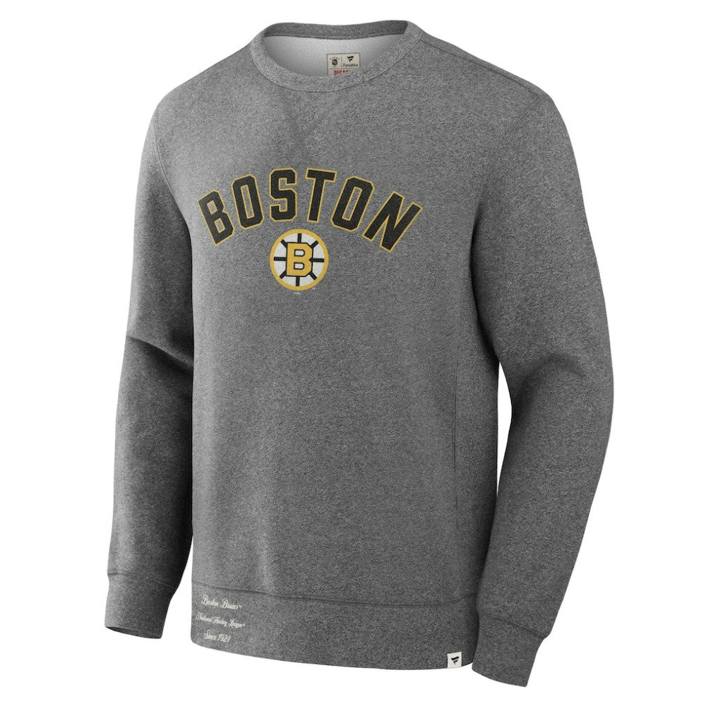 Boston Bruins Fanatics Decades Collection Legendary Fleece Pullover Sweatshirt Heather Gray