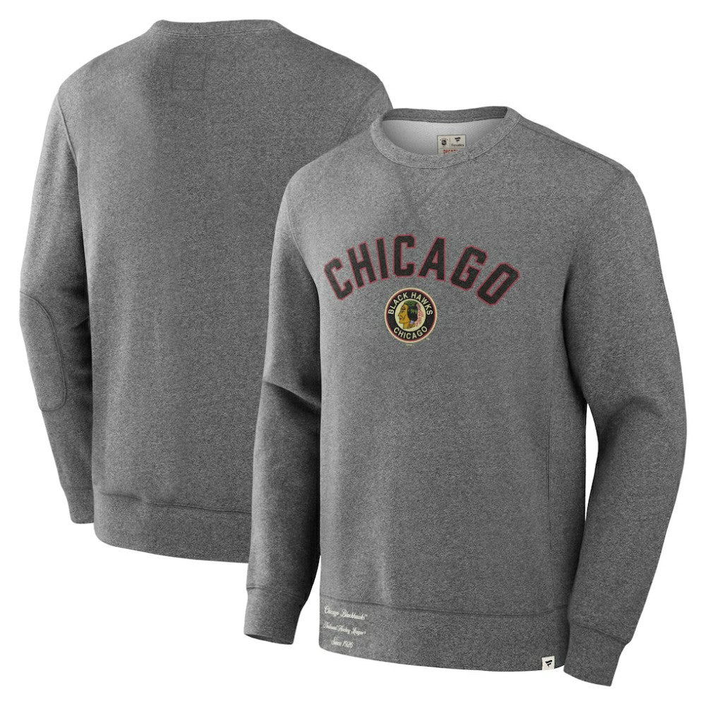 Chicago Blackhawks Fanatics Decades Collection Legendary Fleece Pullover Sweatshirt Heather Gray