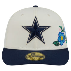 Dallas Cowboys New Era Tonal Florals 59FIFTY Fitted Hat Cream/Navy - NFL