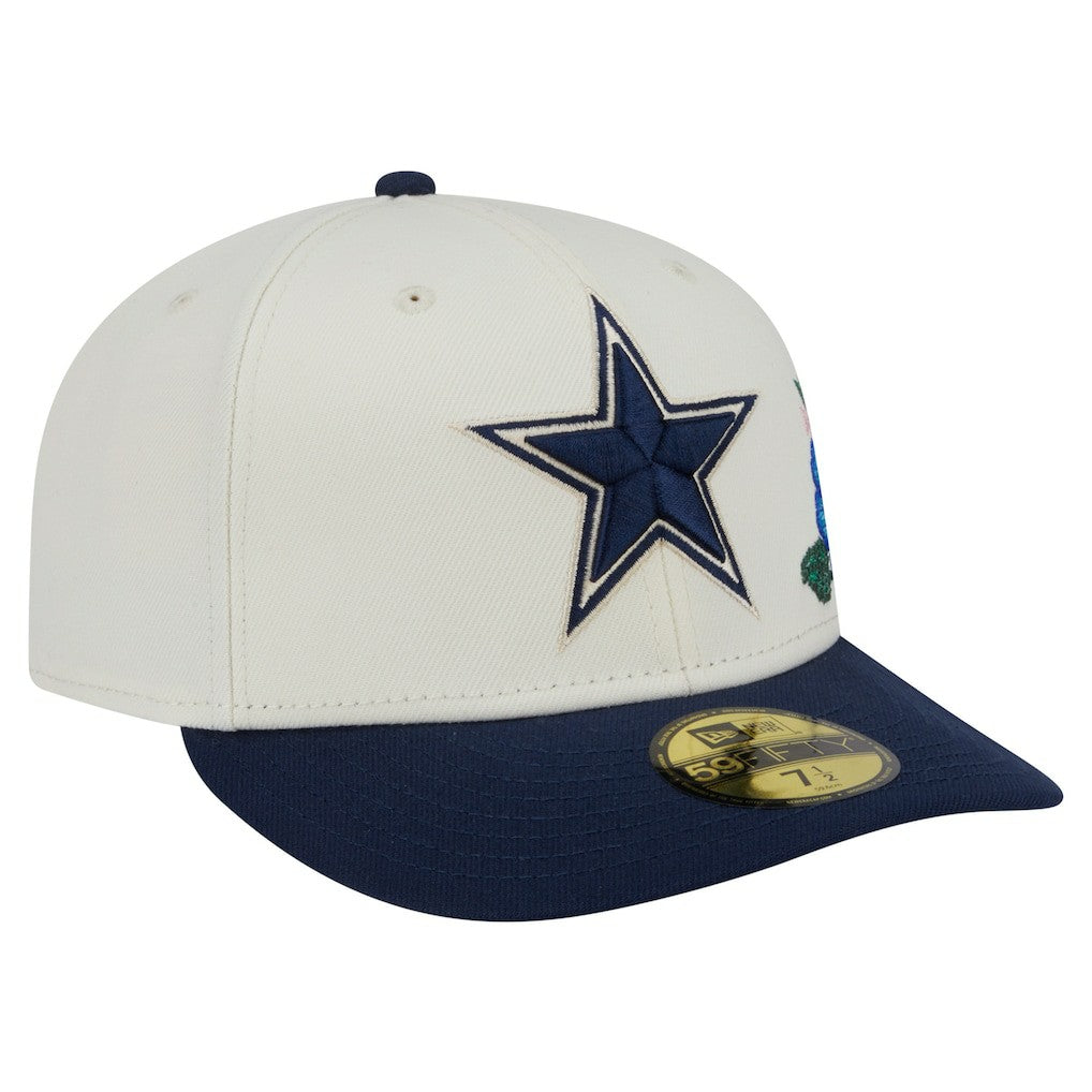 Dallas Cowboys New Era Tonal Florals 59FIFTY Fitted Hat Cream/Navy - NFL