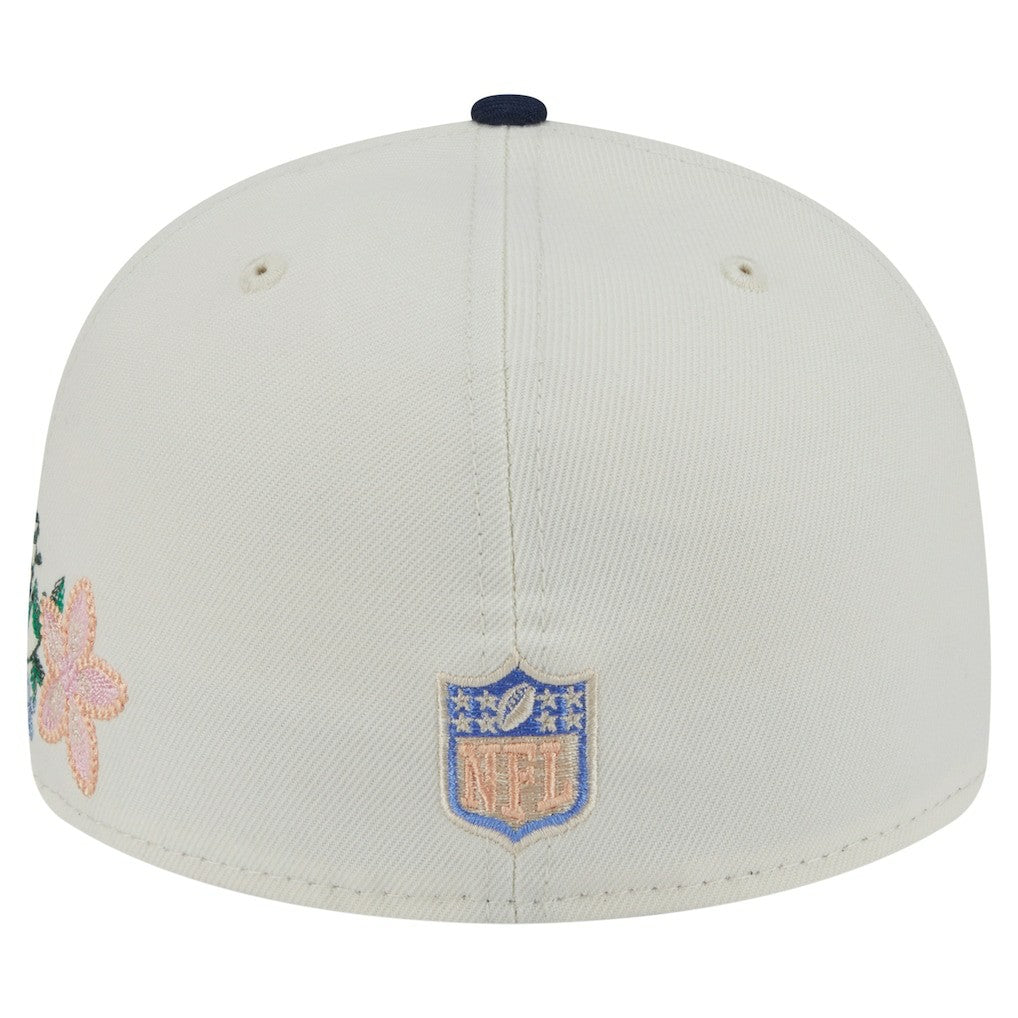 Dallas Cowboys New Era Tonal Florals 59FIFTY Fitted Hat Cream/Navy - NFL