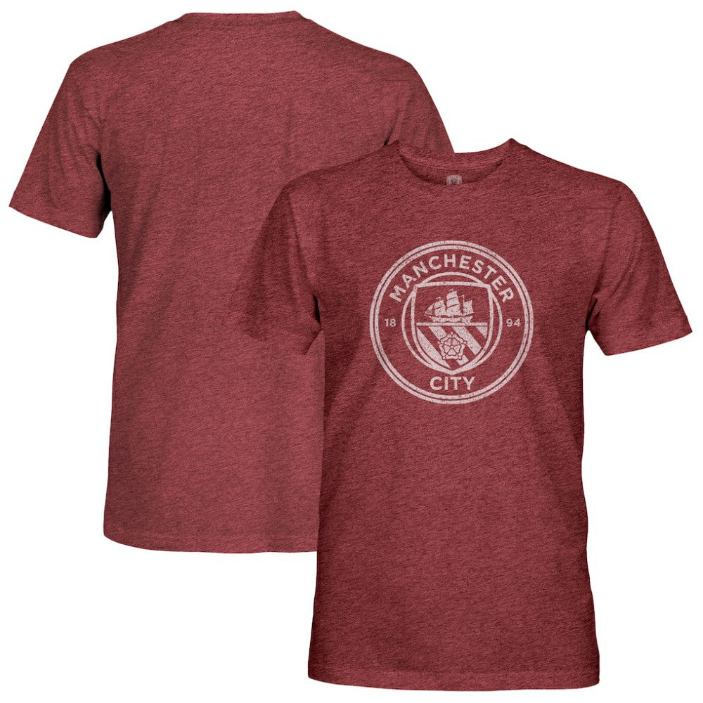 Manchester City 1863FC Mono Badge Retro Tri-Blend T-Shirts - Maroon