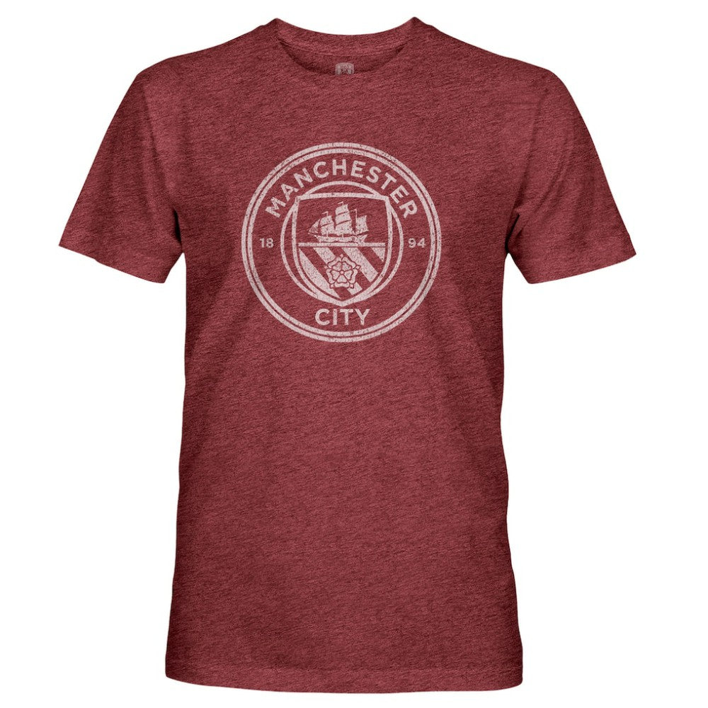 Manchester City 1863FC Mono Badge Retro Tri-Blend T-Shirts - Maroon