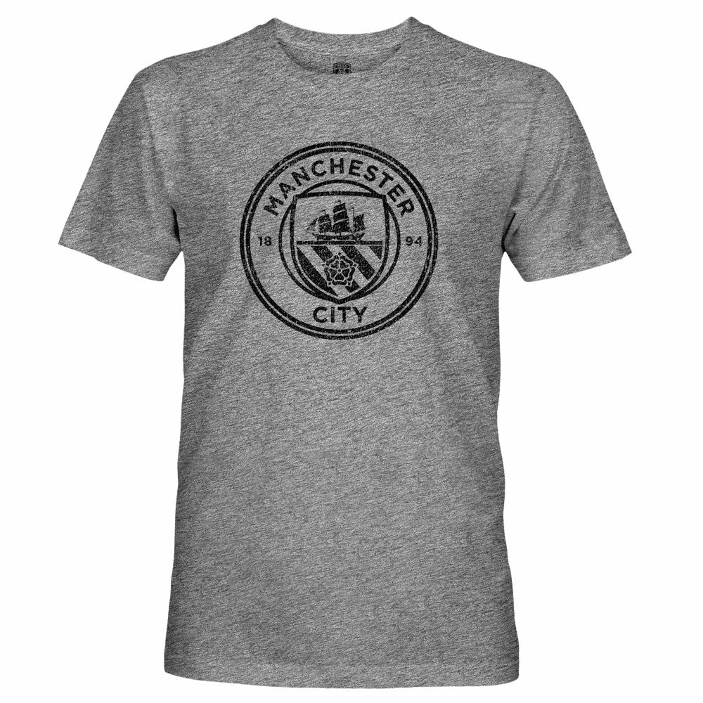 Manchester City 1863FC Mono Badge Retro Tri-Blend T-Shirts - Heather Gray