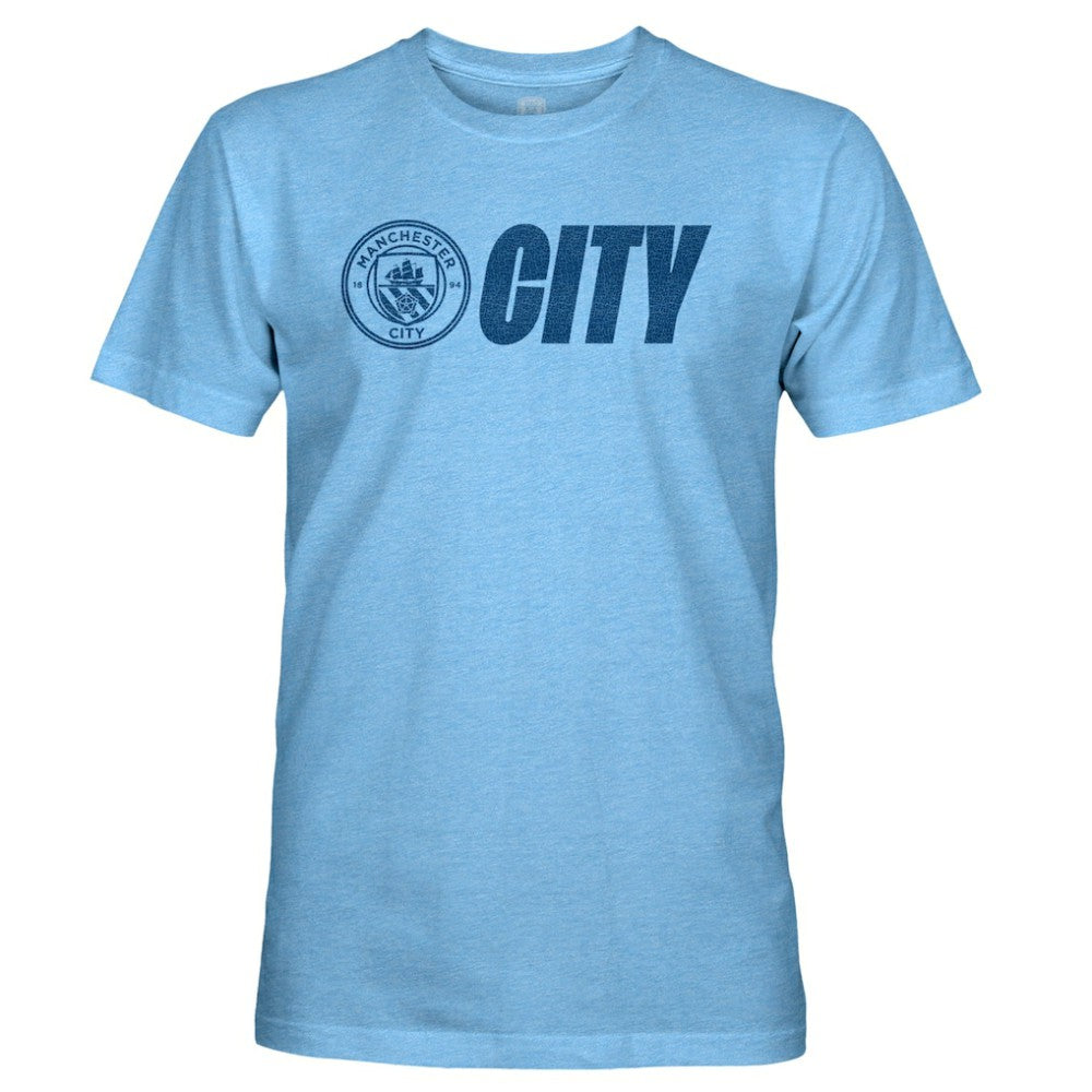 Manchester City 1863FC Mono Badge Lock-Up Retro Tri-Blend T-Shirts - Sky Blue