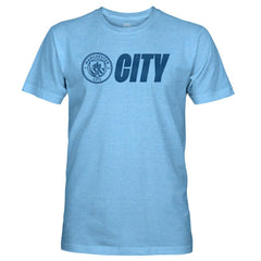 Manchester City 1863FC Mono Badge Lock-Up Retro Tri-Blend T-Shirts - Sky Blue