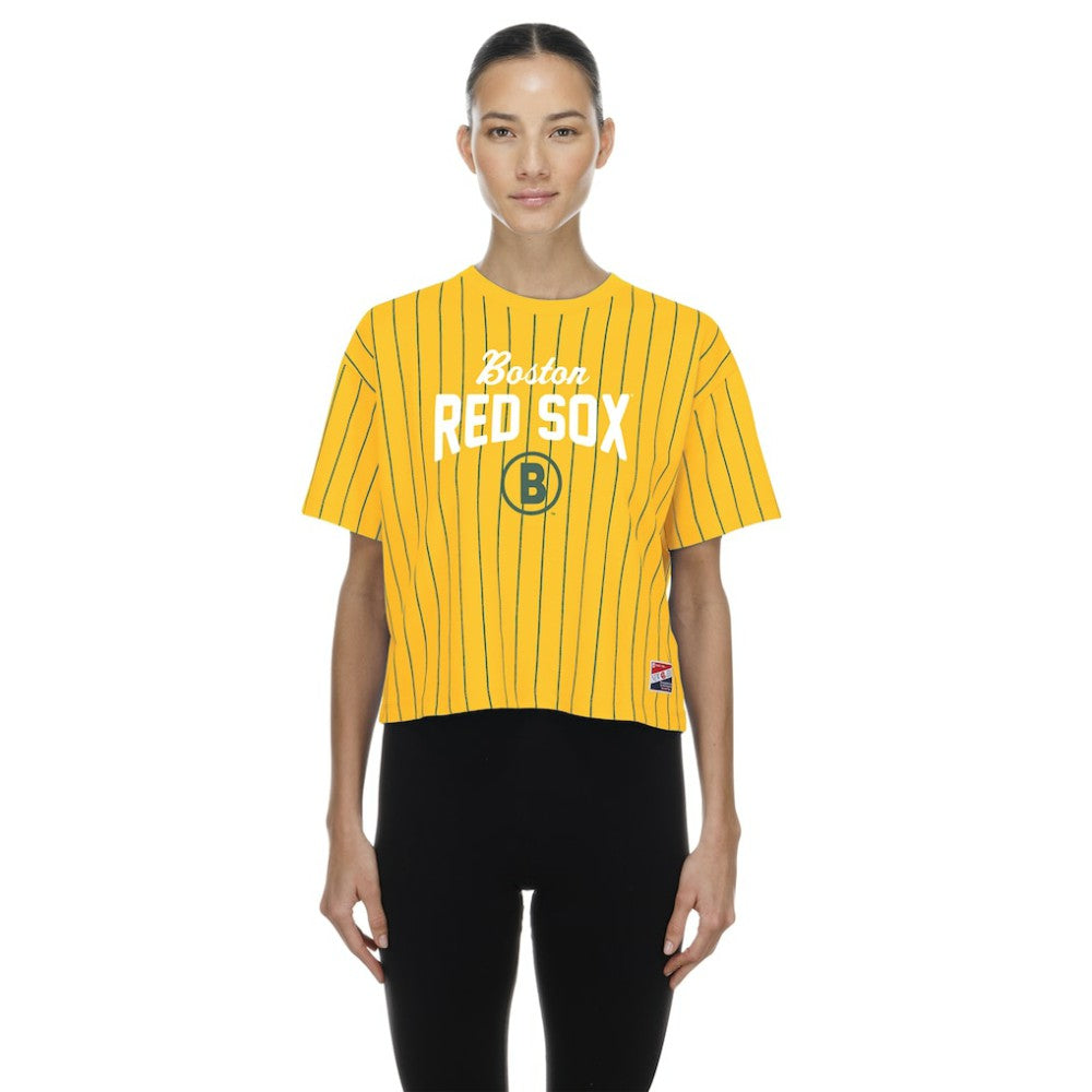 Boston Red Sox New Era Women's 2025 City Connect Pinstripe T-Shirt Clearance