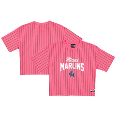 Miami Marlins New Era Women's 2025 City Connect Pinstripe T-Shirt On Sale
