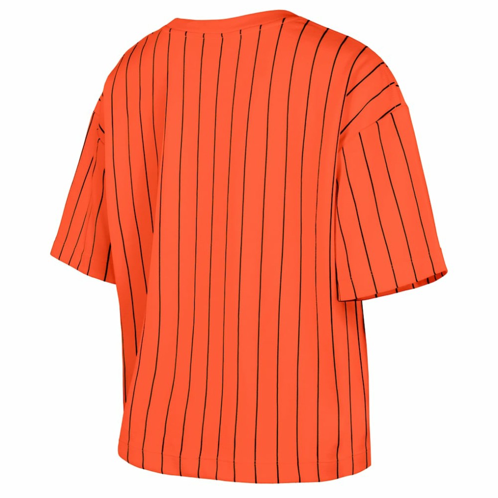 San Francisco Giants New Era Women's 2025 City Connect Boxy Pinstripe T-Shirt Lifestyle