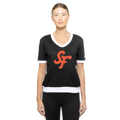San Francisco Giants New Era Women's 2025 City Connect Rhinestone V-Neck T-Shirt Sale
