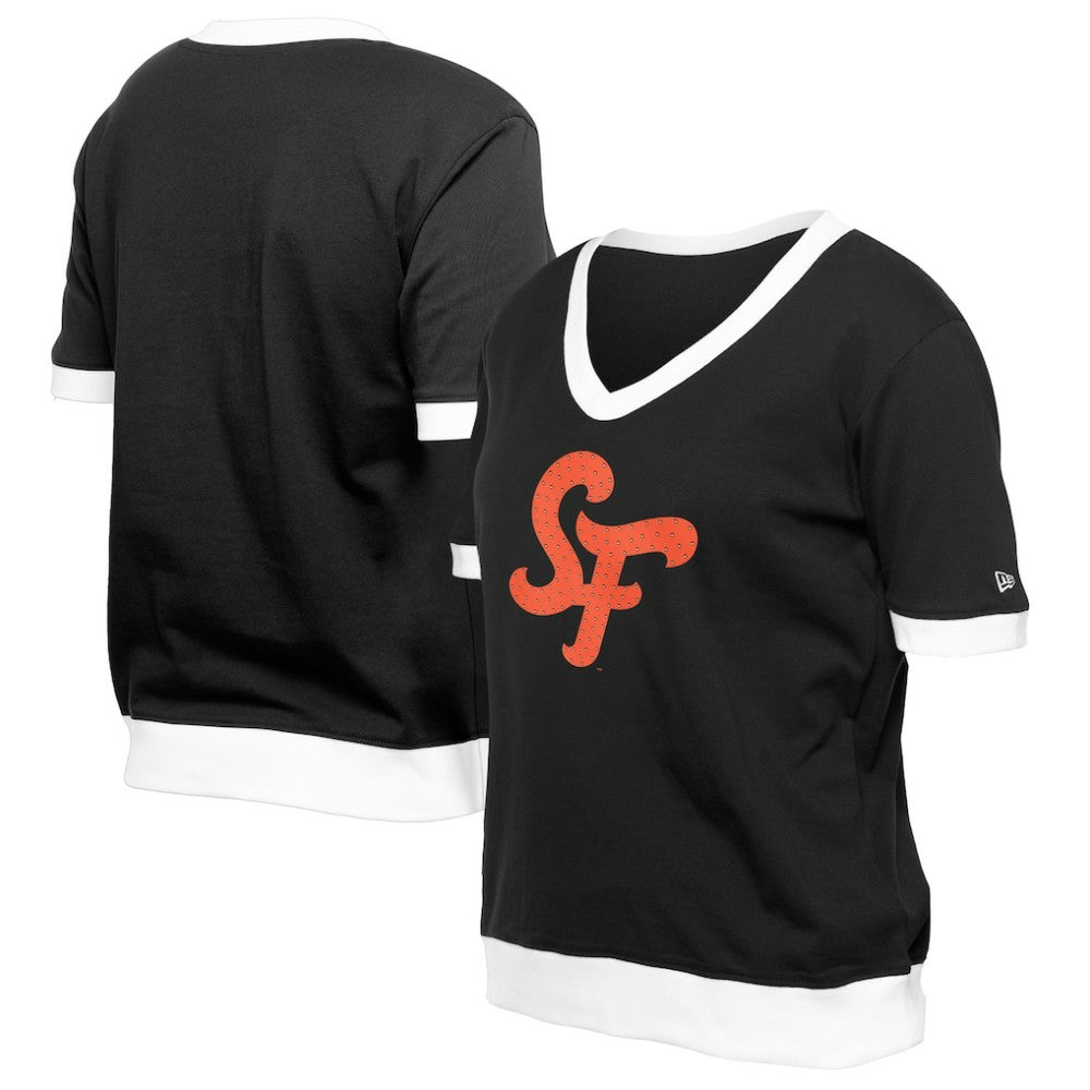 San Francisco Giants New Era Women's 2025 City Connect Rhinestone V-Neck T-Shirt Sale