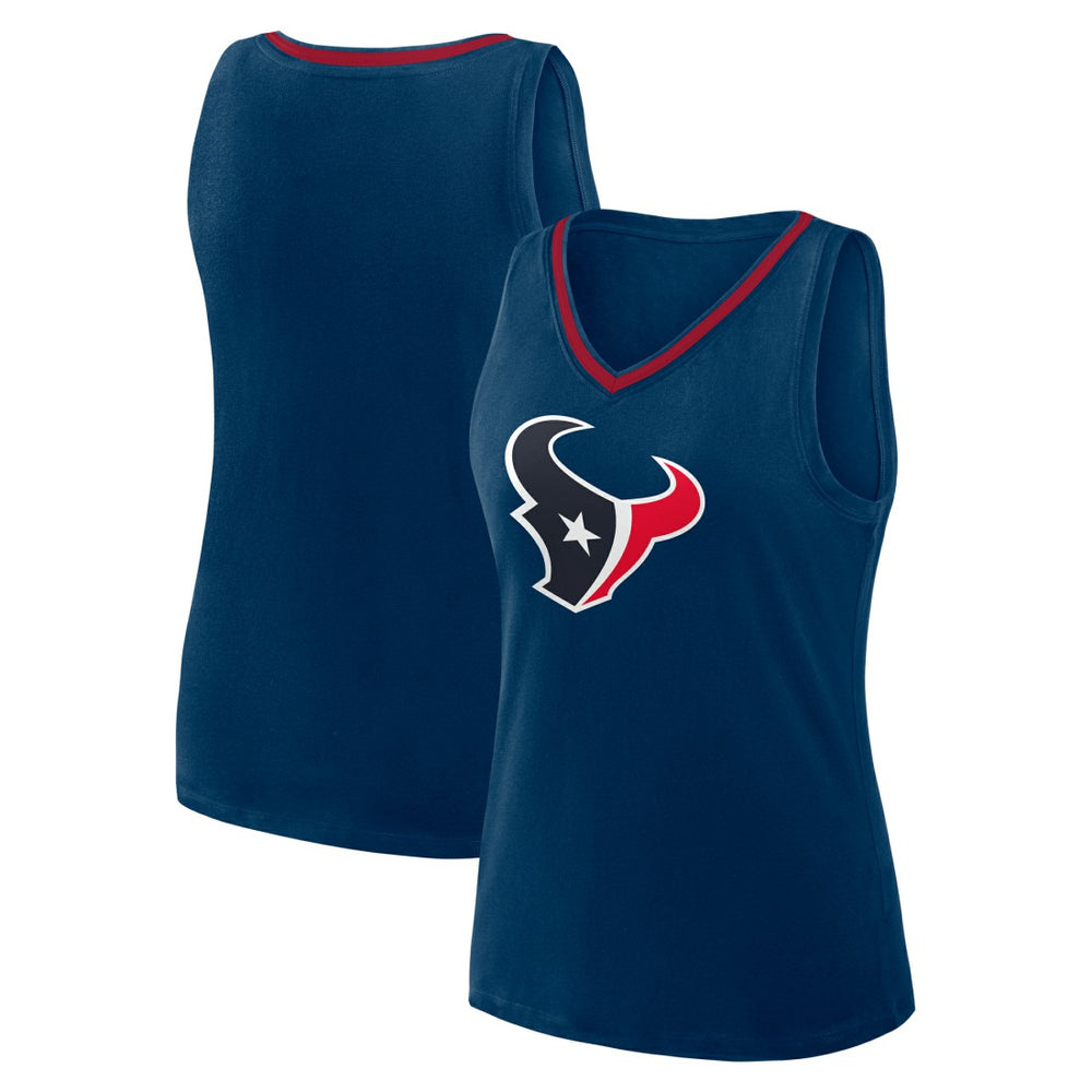 Houston Texans Logo Athletic Women's Plus Size Stellar Win V-Neck Tank Top Navy - NFL