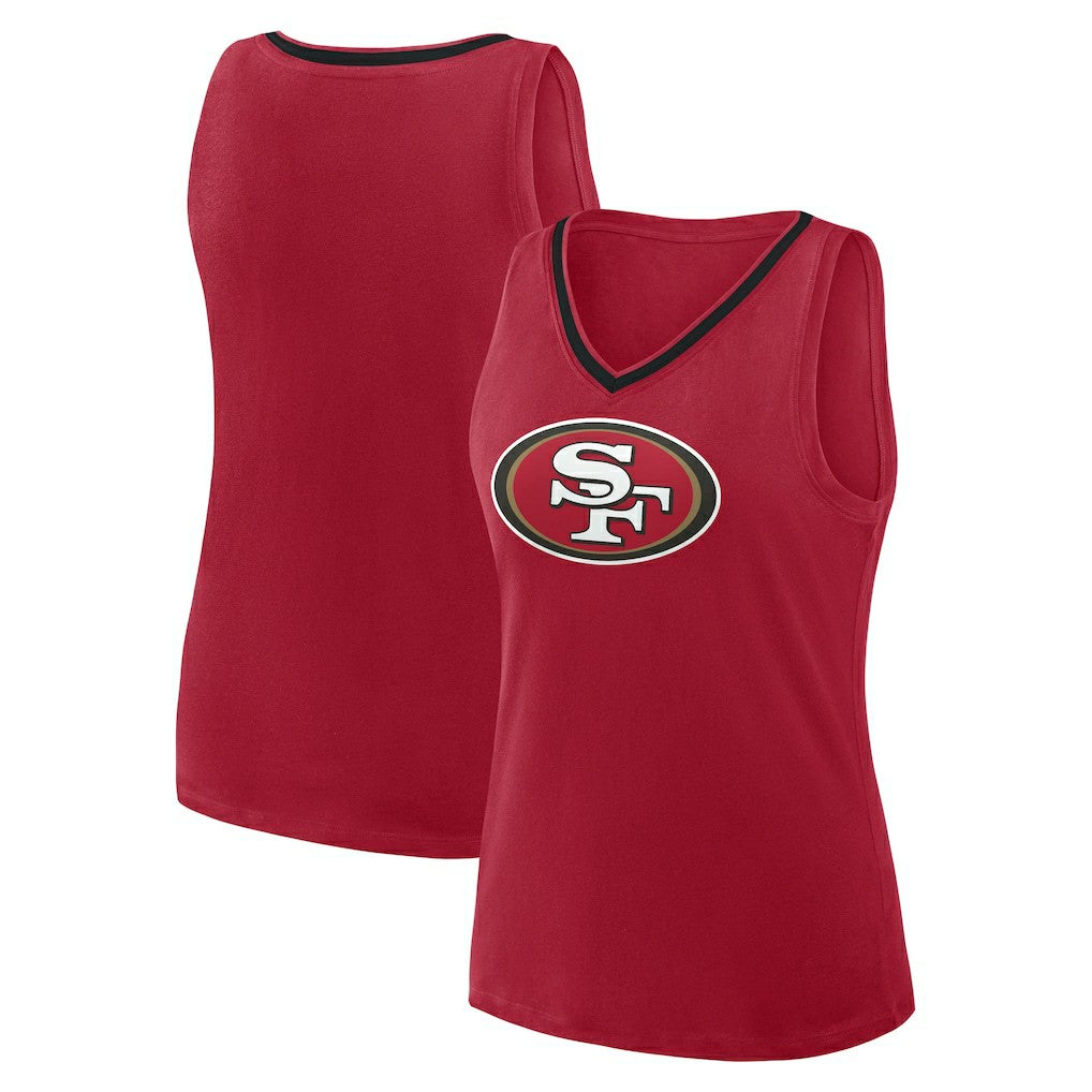 San Francisco 49ers Logo Athletic Women's Plus Size Stellar Win V-Neck Tank Top Scarlet - NFL