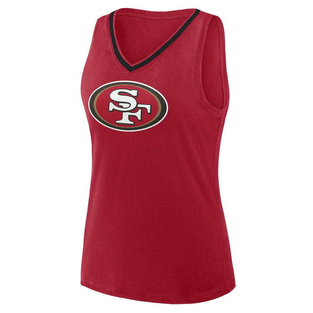 San Francisco 49ers Logo Athletic Women's Plus Size Stellar Win V-Neck Tank Top Scarlet - NFL