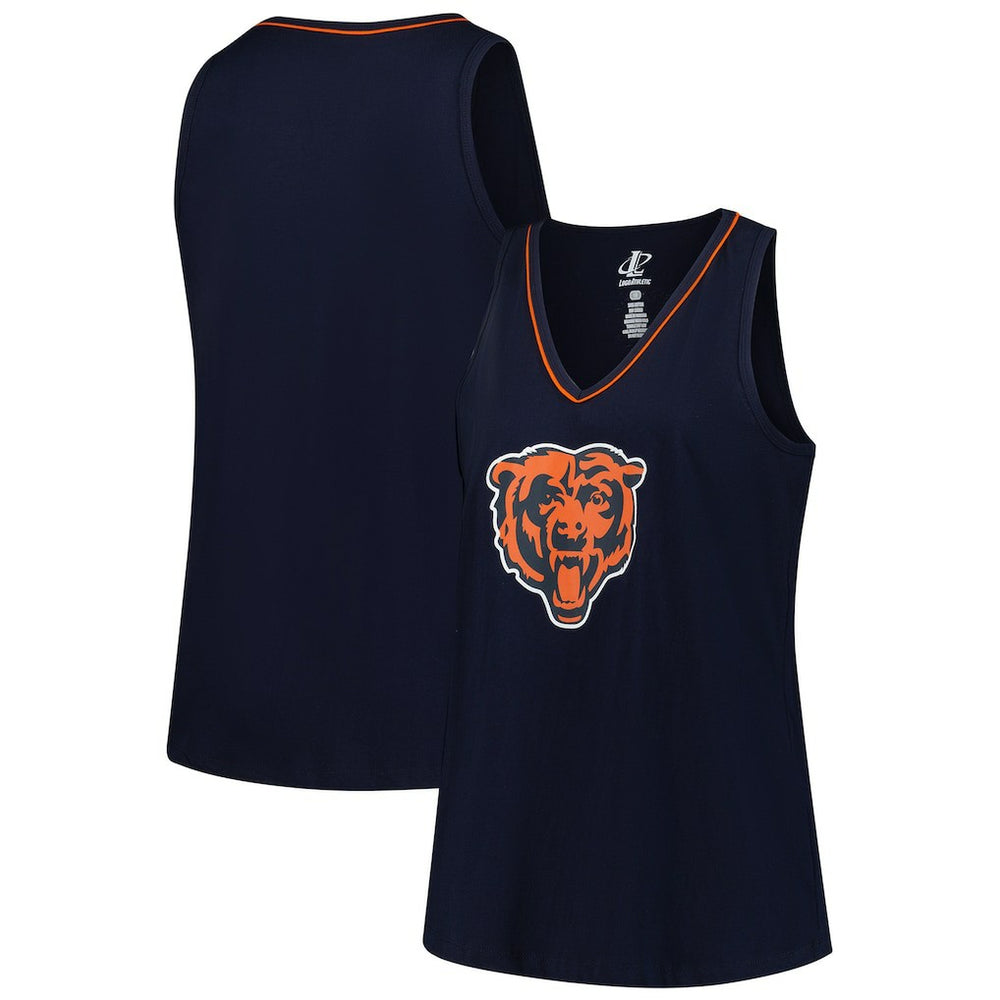 Chicago Bears Logo Athletic Women's Plus Size Stellar Win V-Neck Tank Top Navy - NFL