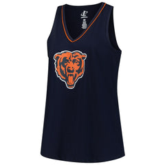 Chicago Bears Logo Athletic Women's Plus Size Stellar Win V-Neck Tank Top Navy - NFL