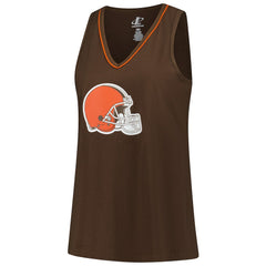 Cleveland Browns Logo Athletic Women's Plus Size Stellar Win V-Neck Tank Top Brown - NFL