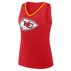 Kansas City Chiefs Logo Athletic Women's Plus Size Stellar Win V-Neck Tank Top Red - NFL