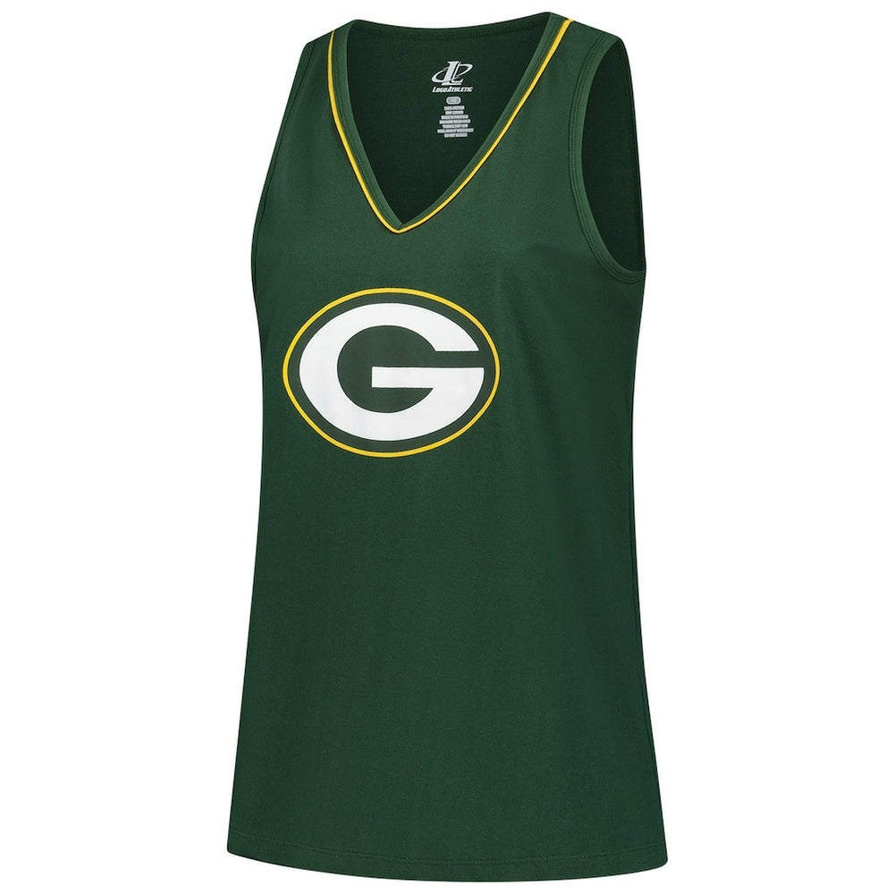 Green Bay Packers Logo Athletic Women's Plus Size Stellar Win V-Neck Tank Top Green - NFL
