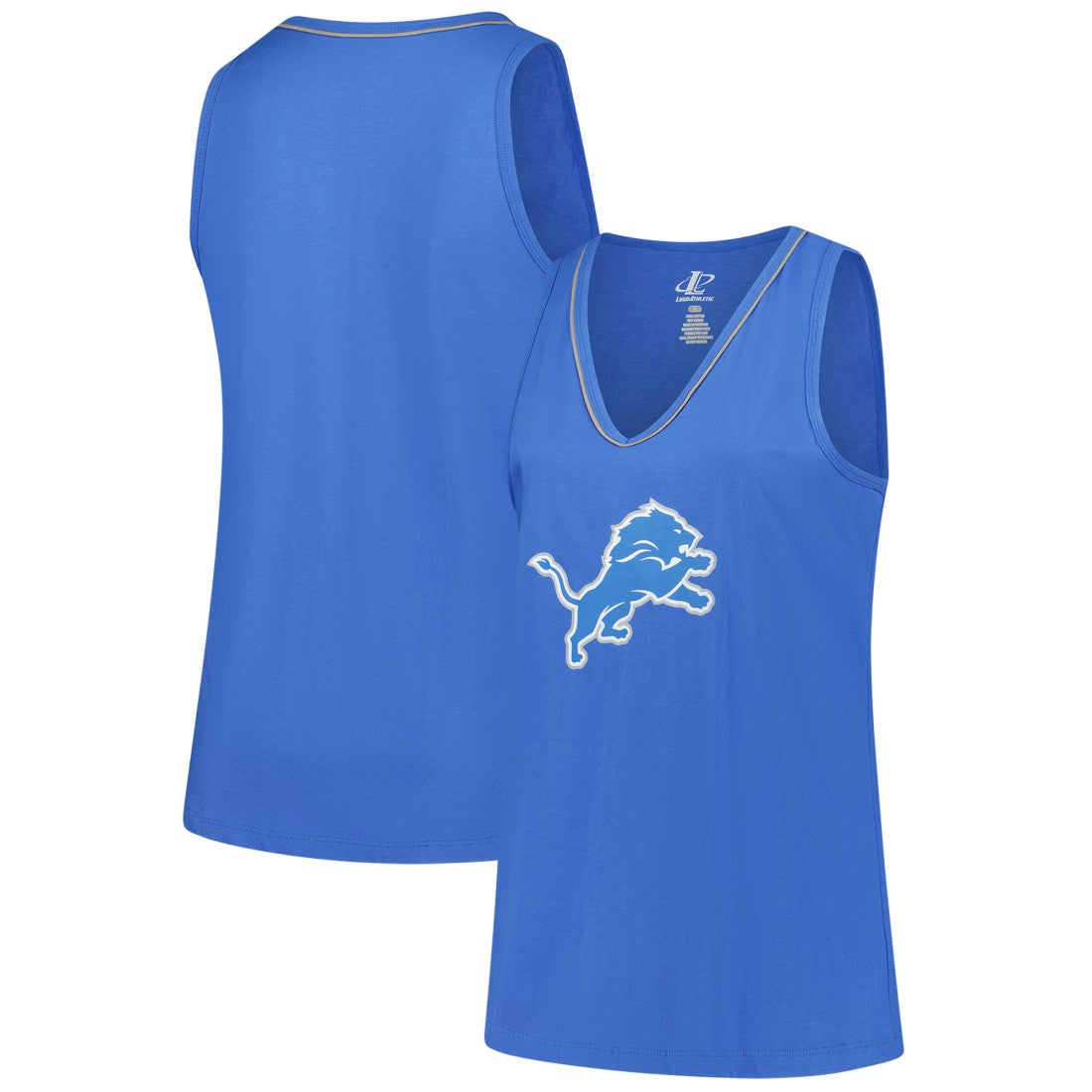 Detroit Lions Logo Athletic Women's Plus Size Stellar Win V-Neck Tank Top Blue - NFL