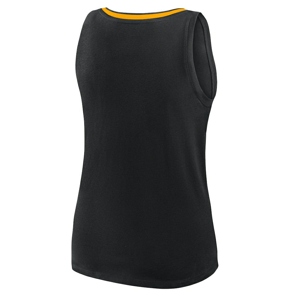 Pittsburgh Steelers Logo Athletic Women's Plus Size Stellar Win V-Neck Tank Top Black - NFL