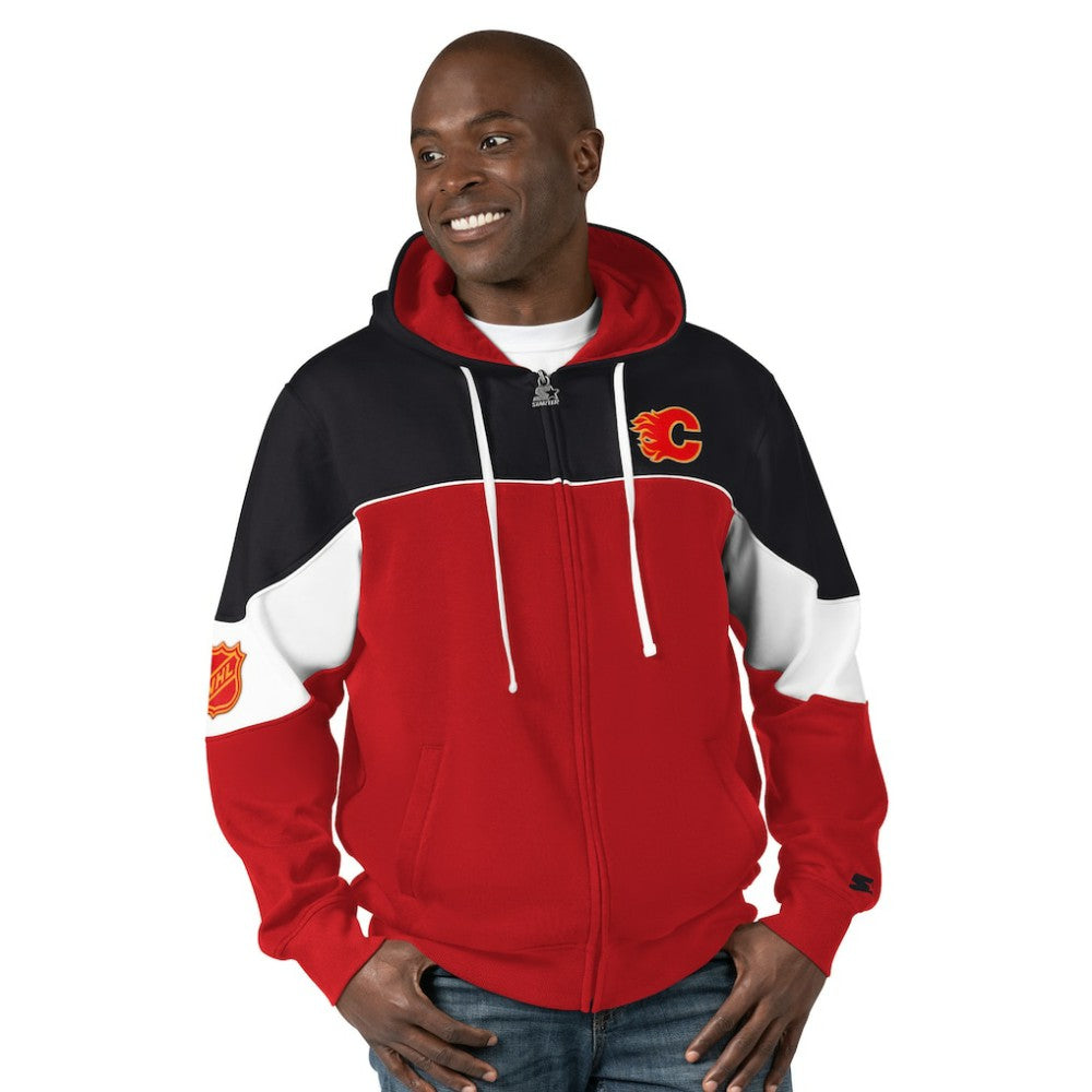Calgary Flames - Starter Power Forward Full-Zip Hoodie Red/Black