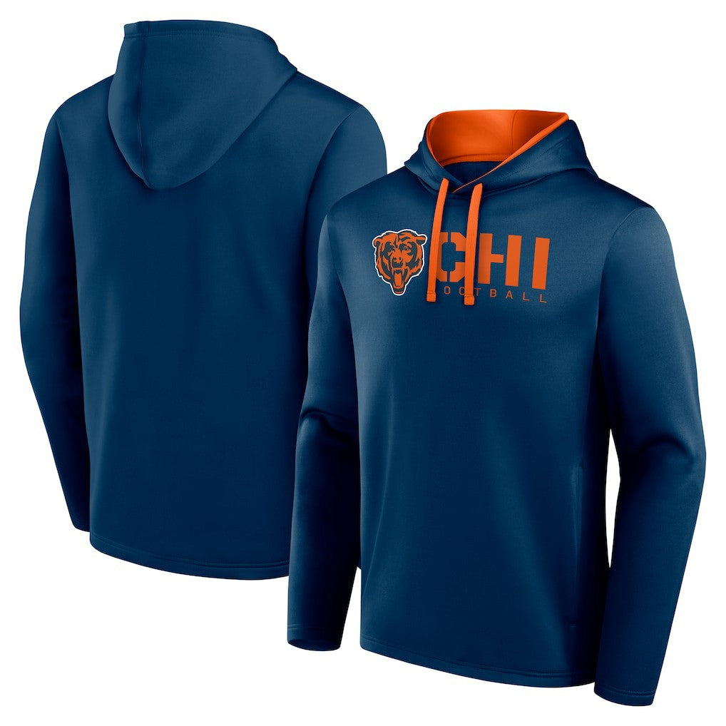 Chicago Bears Logo Athletic Head Start Pullover Hoodie Navy - NFL